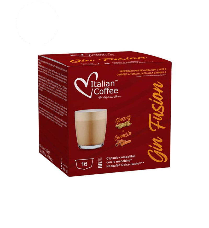Italian Coffee Ginseng Cannella - 16 Capsule Compatibili Dolce Gusto - Caffè Ginseng Aromatizzato
