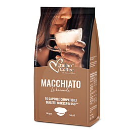 Italian Coffee Caffè Macchiato - 16 Capsule Compatibili Bialetti Mokespresso Mokona Tazzona
