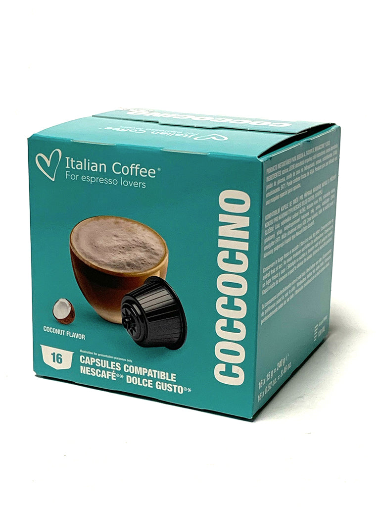 Italian Coffee Coccocino - 16 Capsule Compatibili Dolce Gusto - Mokaccino al Cocco