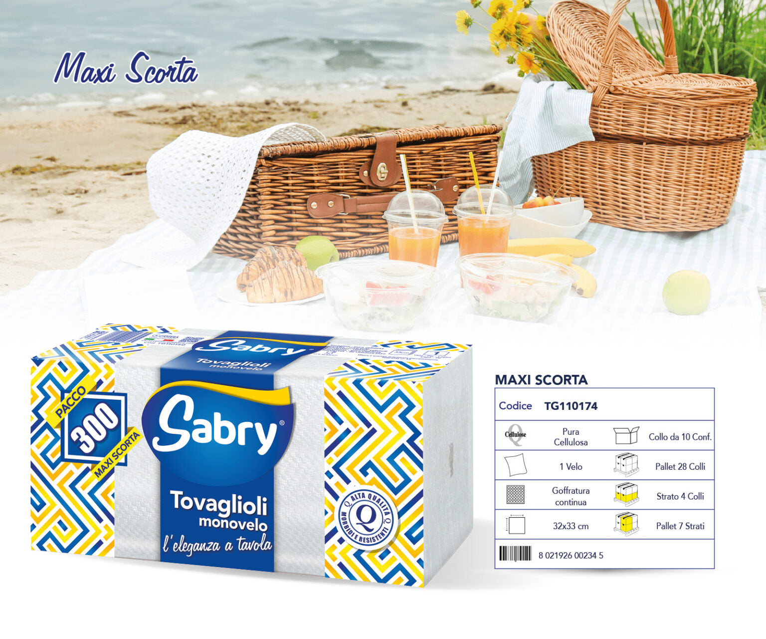 300 tovaglioli Sabry monovelo