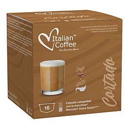Italian Coffee Caffè Macchiato Cortado - 16 Capsule Compatibili Dolce Gusto
