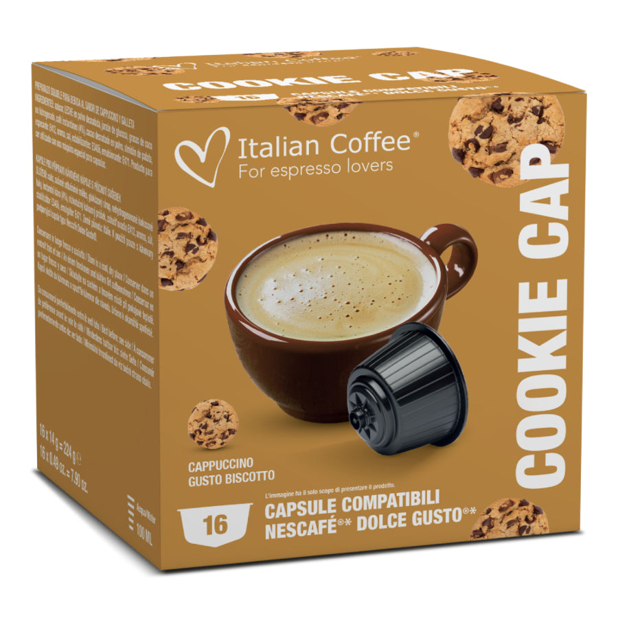 Italian Coffee Cookie Cup - 16 Capsule Compatibili Dolce Gusto - Cappuccino al Biscotto