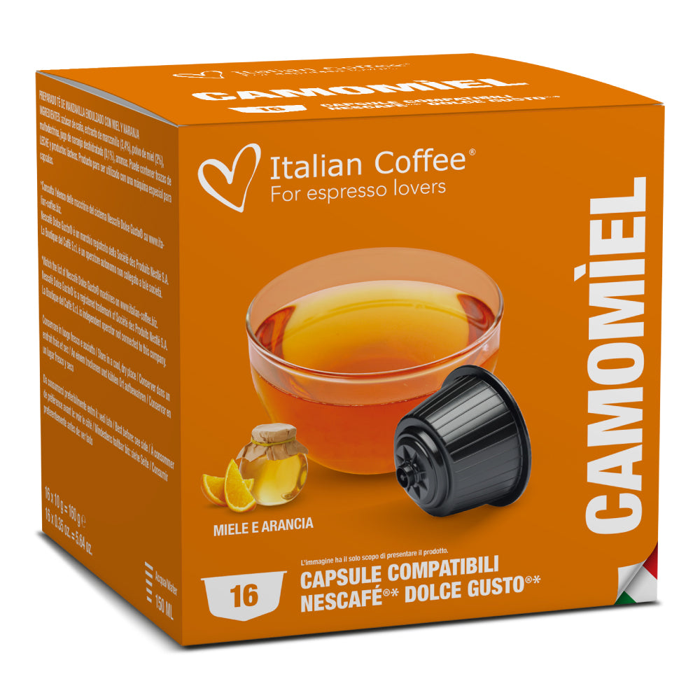 Italian Coffee Camomiel - 16 Capsule Compatibili Dolce Gusto - Camomilla Miele e Arancia