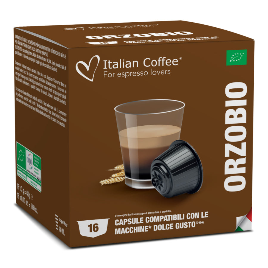 Italian Coffee Orzobio - 16 Capsule Compatibili Dolce Gusto - Orzo Biologico
