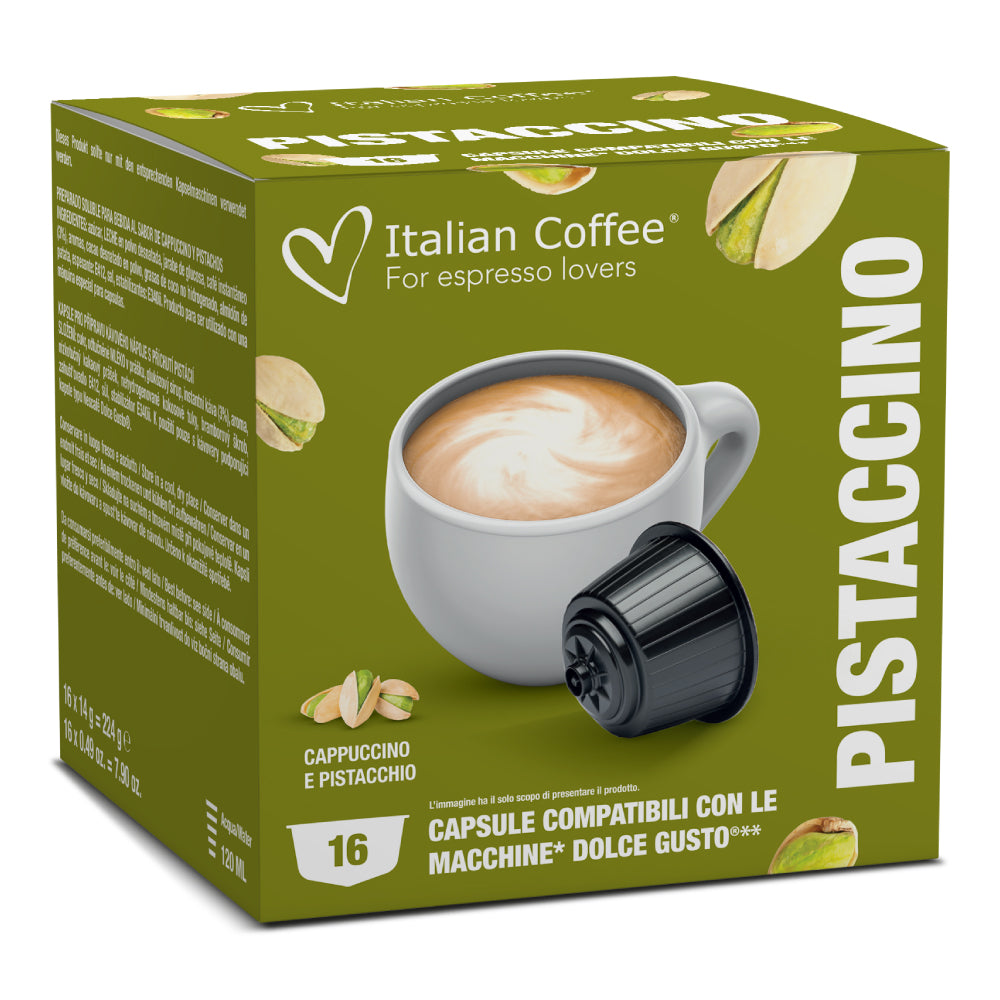 Italian Coffee Pistacchio - 16 Capsule Compatibili Dolce Gusto - Cappuccino al Pistacchio