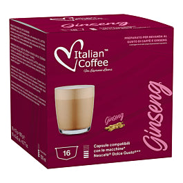 Italian Coffee Ginseng Malese - 16 Capsule Compatibili Dolce Gusto - Caffè al Ginseng