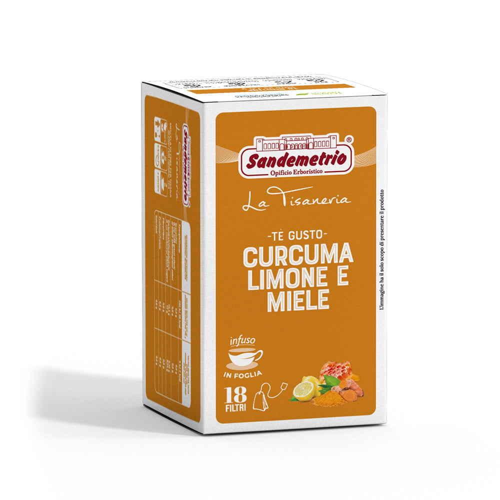 Tè curcuma limone e miele in filtro